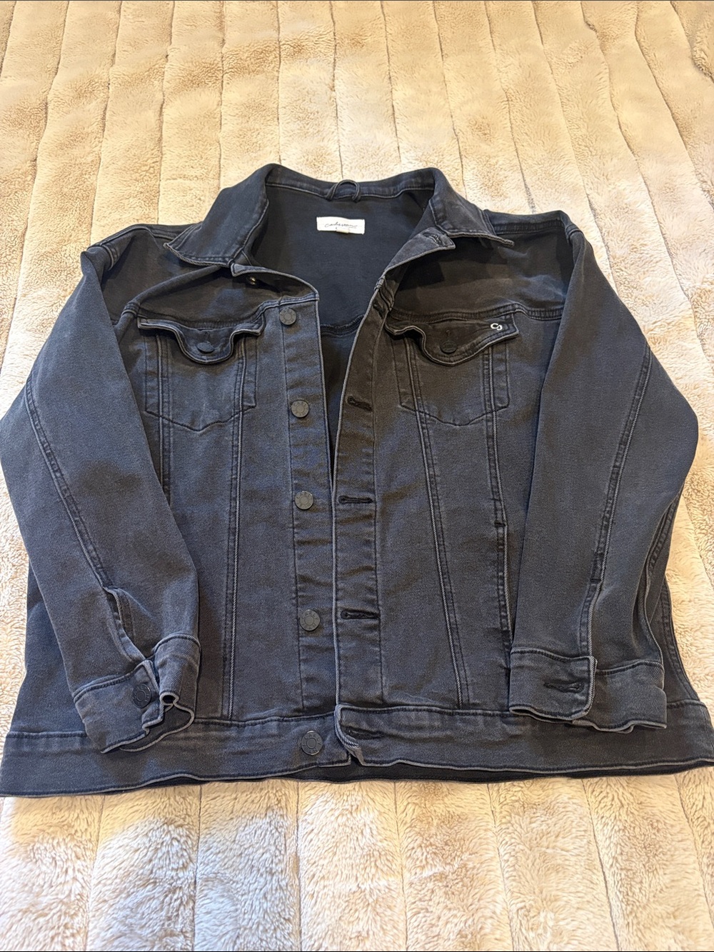 Carly Jean Los Angeles Washed Black Denim Jacket